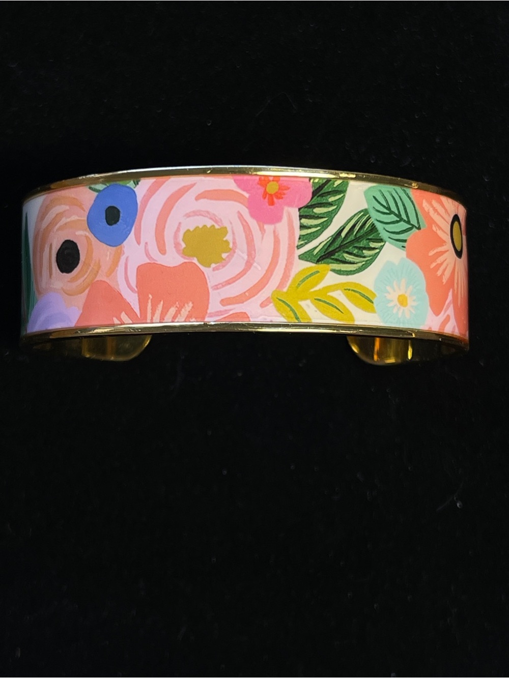 “Garden Party” Gold Plated Enameled Cuff Bracelet by Rifle Paper Co.